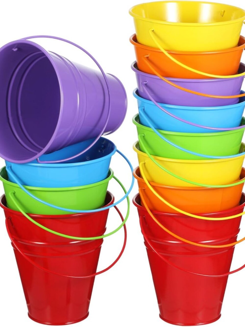12 Pack 4.5 X 5 inch Rainbow Metal Buckets